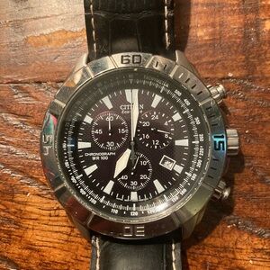 Citizen Eco-Drive Black and Silver Chronograph Watch